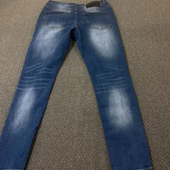GINGTTO Mens Jeans Size 32x28 Skinny Fit Stretch Pants 32 28 Blue Denim - Picture 7 of 13